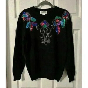 Vintage Western Connection Womens S Sweater Sequins Sparkle 80s 90s